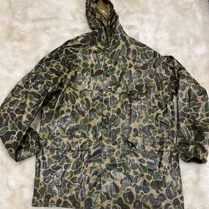 Vintage Sunshine Mountain “Hiker” PVC Camouflage Vented Rain Jacket Size Large